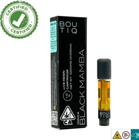 Black Mamba Boutiq Carts - 1G Live Resin Cartridge - Indica - Official Boutiq Switch