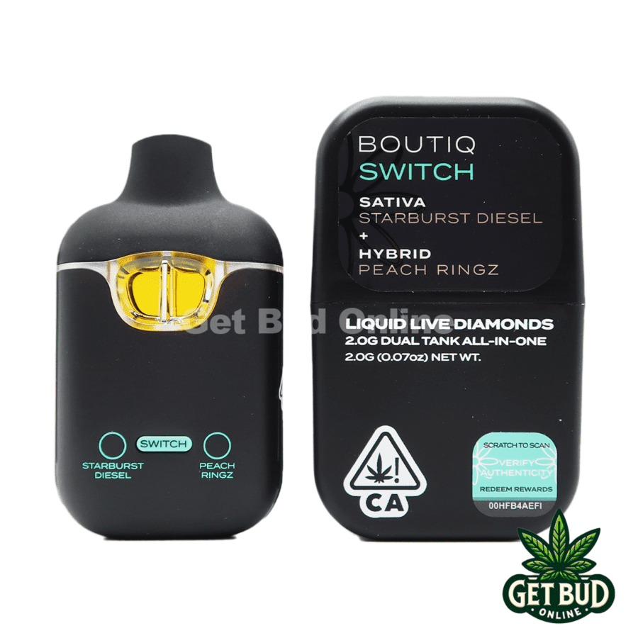 Boutiq Switch 2g Disposable - Starburst Diesel + Peach Ringz (Sativa/Hybrid) Liquid Live Diamond