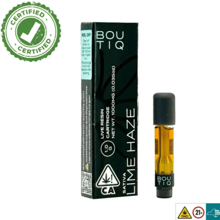 Lime Haze Boutiq Carts - 1G Live Resin Cartridge - Sativa - Official Boutiq Switch